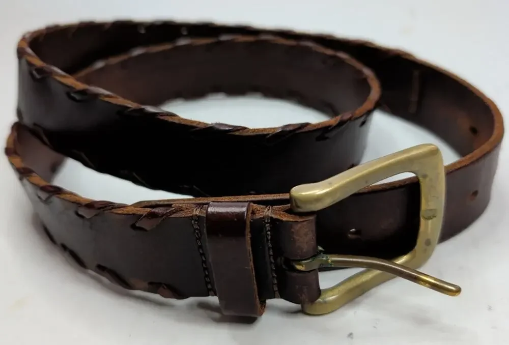Polo Ralph Lauren Dark Brown Argentinian Leather Belt Whipstitch Edge 46